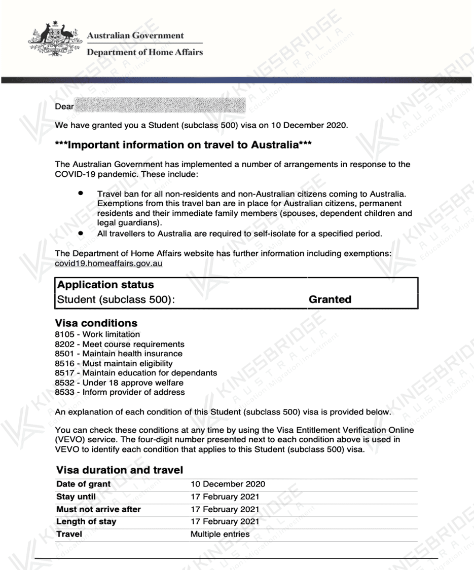 Student Visa Grant 1